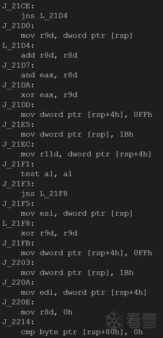 反汇编标记示例