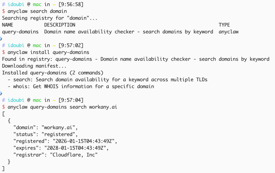 anyclaw工具终端命令行使用示例