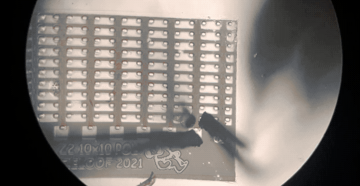 显微镜下的Z2芯片晶体管阵列