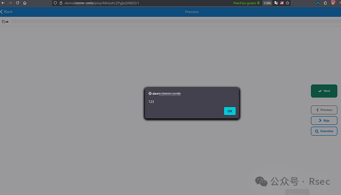 预览模式下成功弹出XSS警报