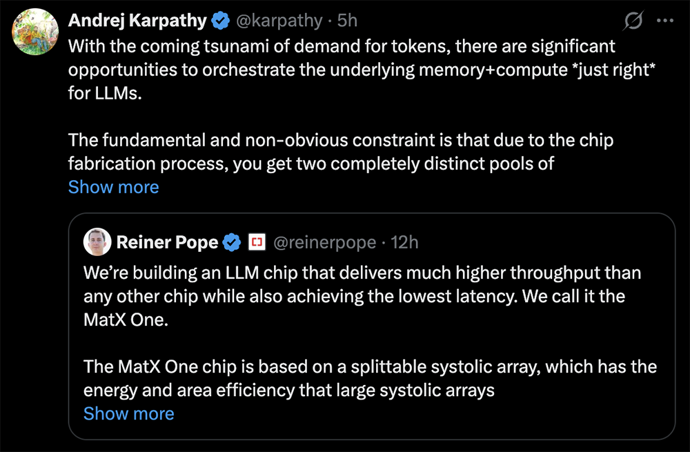 AI专家讨论LLM芯片架构推文