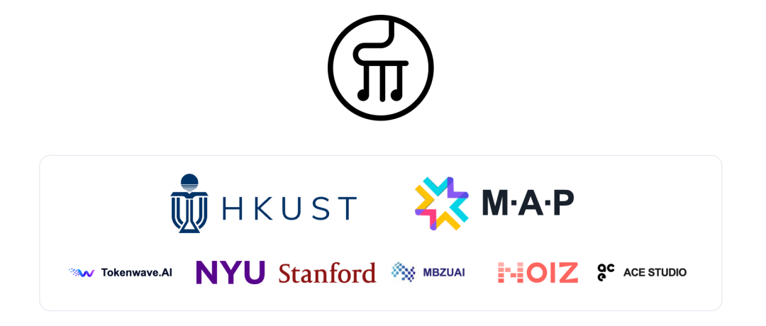 YuE2 项目合作机构标志:HKUST、Stanford、M·A·P 等