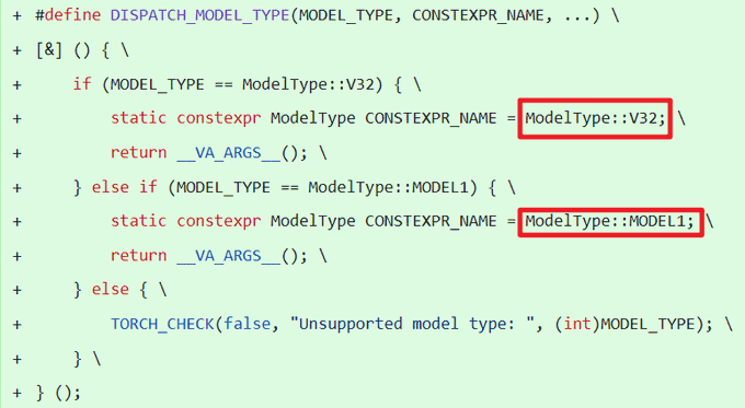 DISPATCH_MODEL_TYPE宏定义代码片段，标注MODEL1