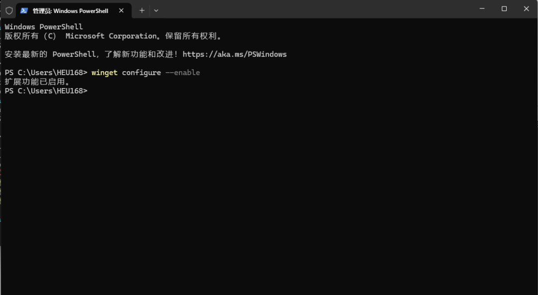 PowerShell执行winget configure --enable命令