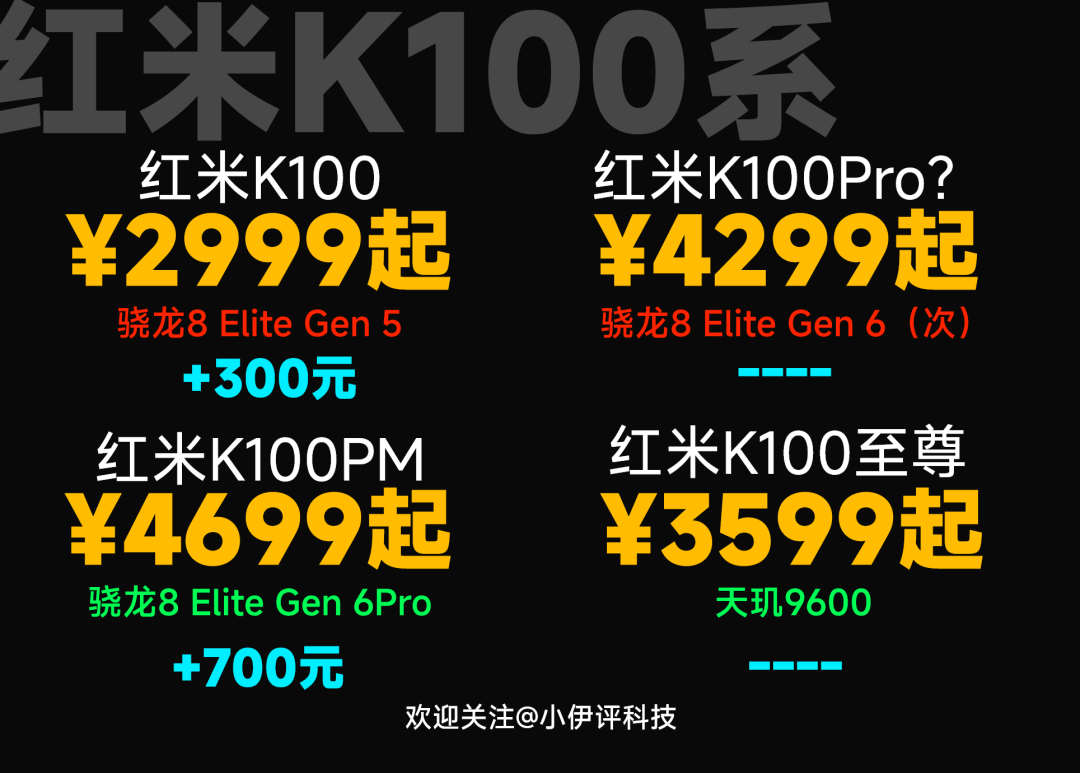 红米K100系列价格预测