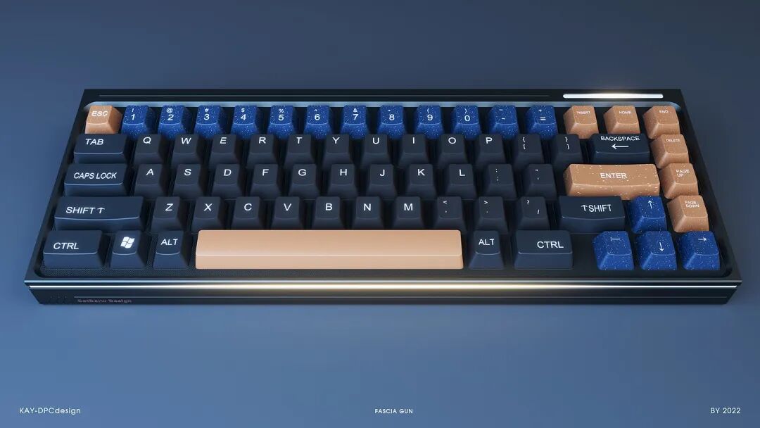 深灰蓝米三色搭配键盘俯视图