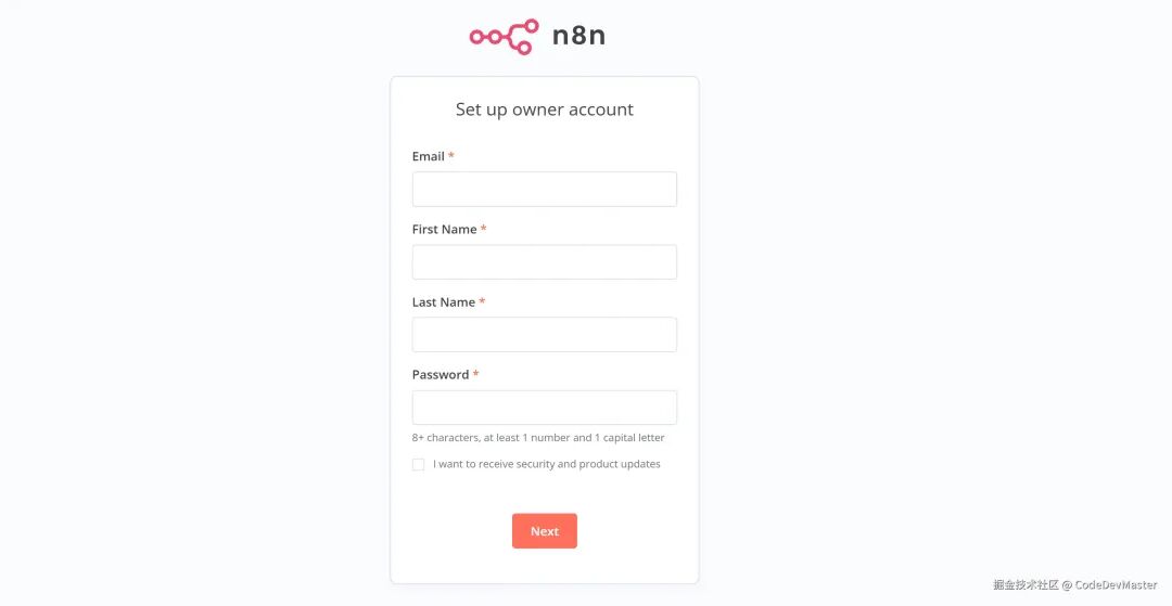 n8n账号注册页面截图