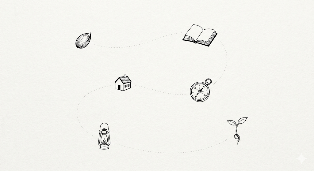 种子到幼苗的成长路径插画