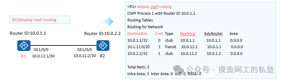 OSPF协议路由表示例