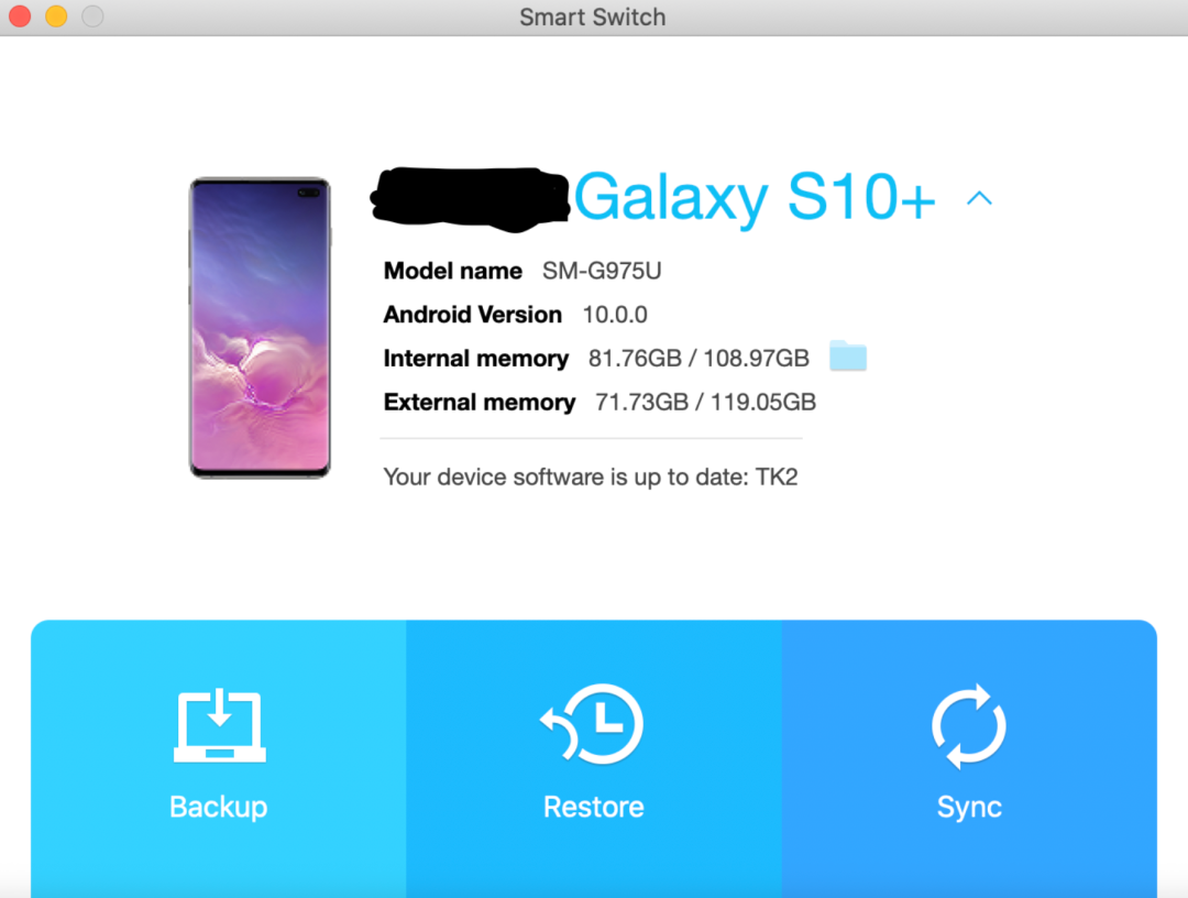 三星手机SmartSwitch应用界面