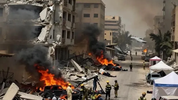 遭袭城市街道现场