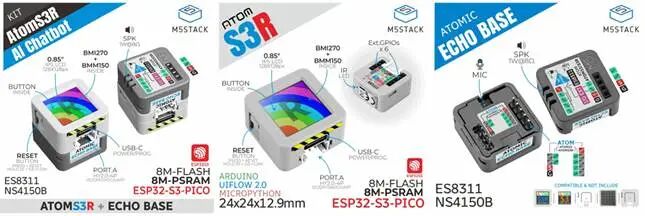 M5Stack AtomS3R AI Chatbot Kit 核心组件展示