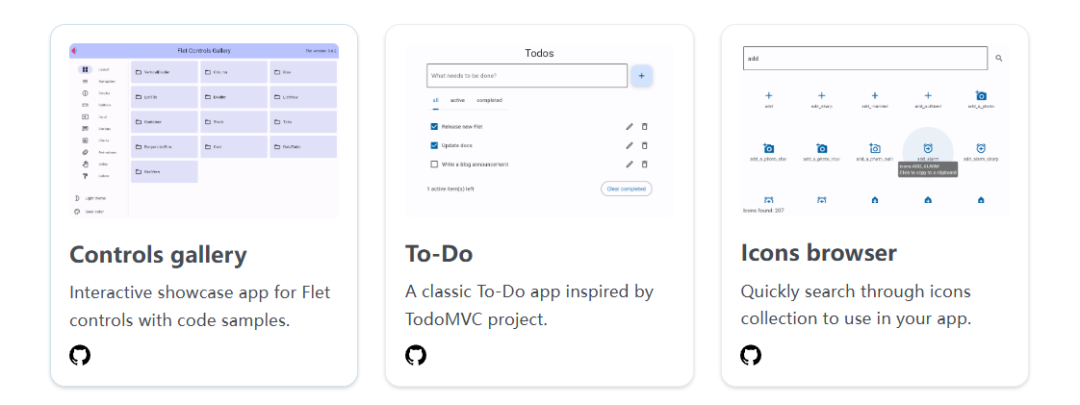 Flet控件库、待办事项和图标浏览器应用示例