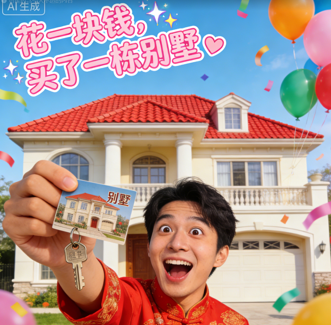 花一块钱买了一栋别墅梗图