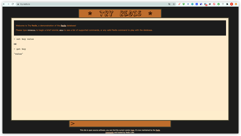 Redis 在线试用界面