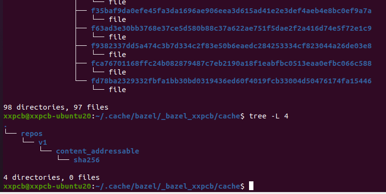 Bazel 全局缓存 cache 目录的 content_addressable/sha256 哈希存储结构
