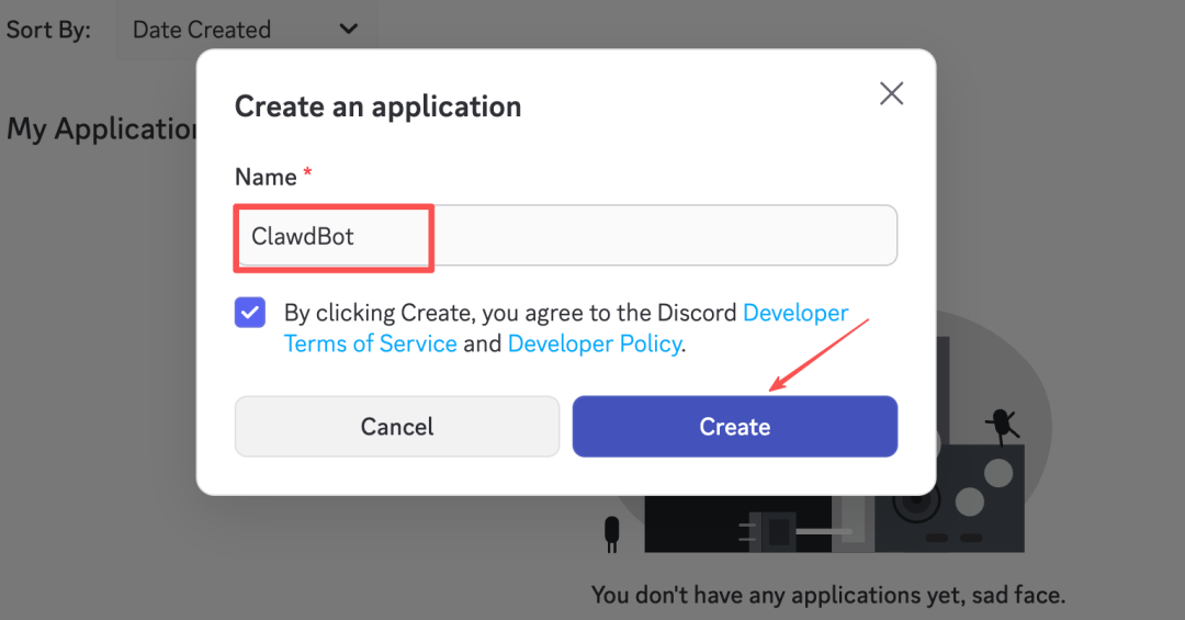 创建新应用的弹窗