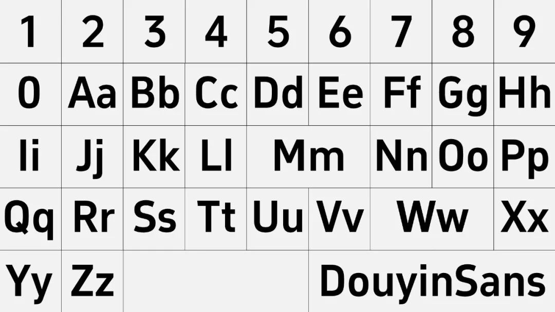 DouyinSans 西文及数字字符集展示
