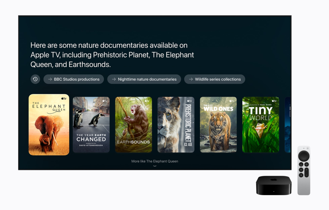 Apple TV 4K Siri AI 推荐自然纪录片