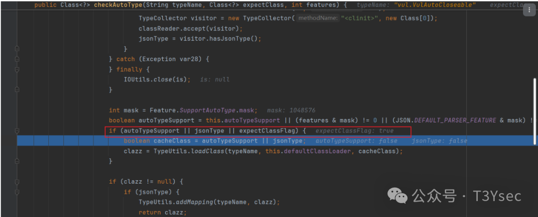 满足条件，调用 loadClass 加载恶意类