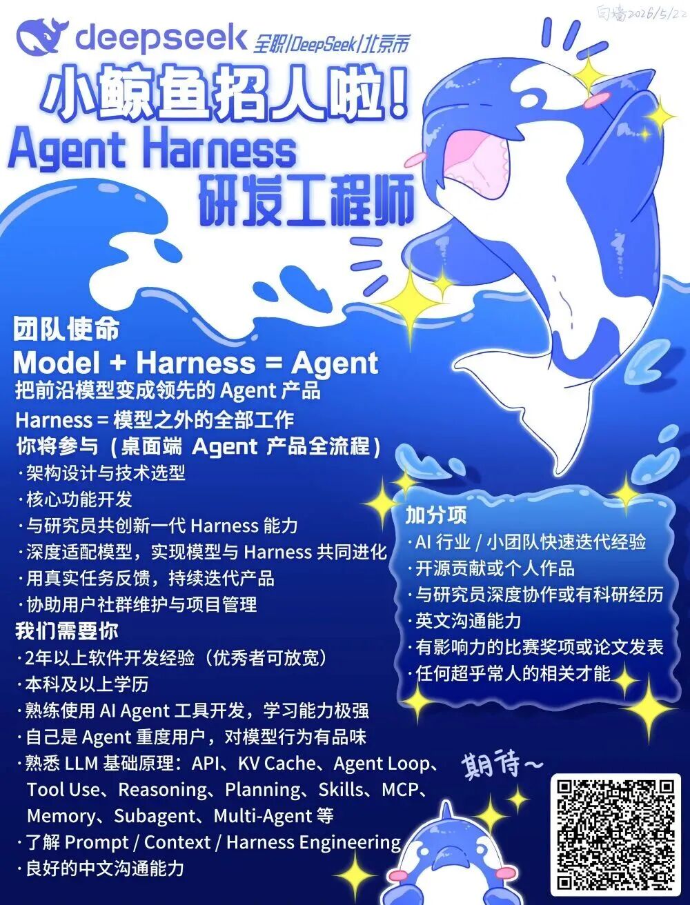 DeepSeek Agent Harness 研发工程师招聘海报