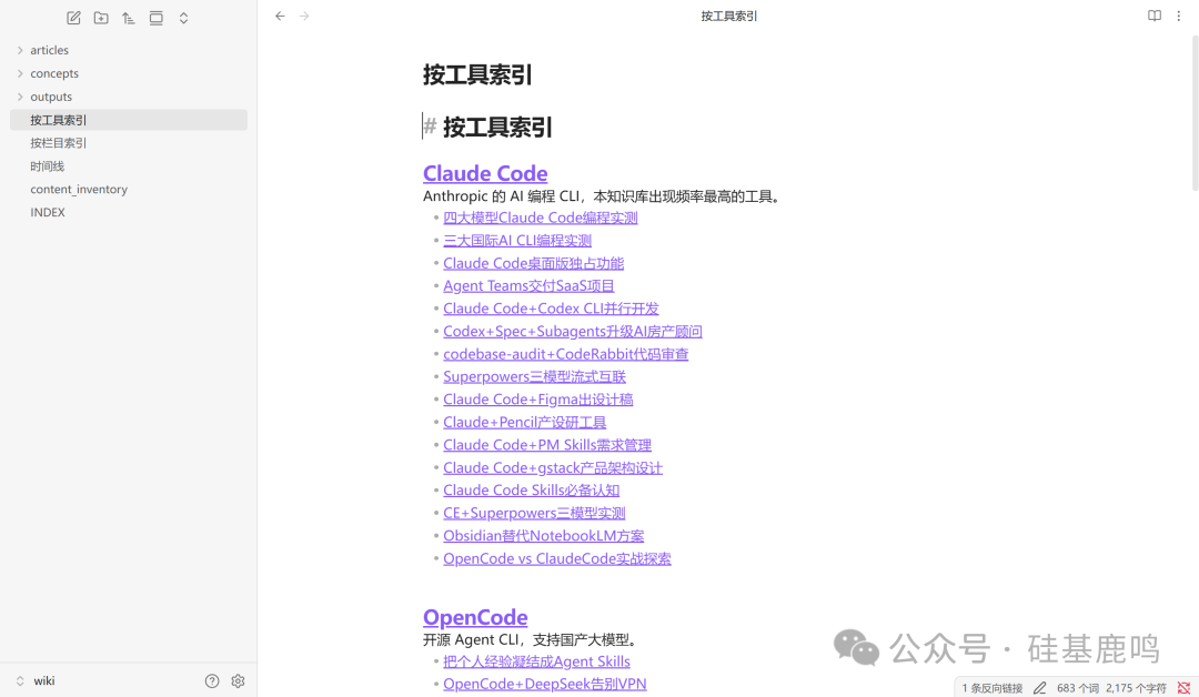 Obsidian中按工具索引页面示例