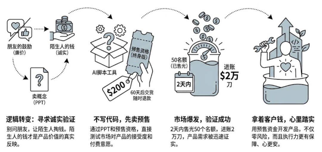 产品预售与市场验证四步走流程图