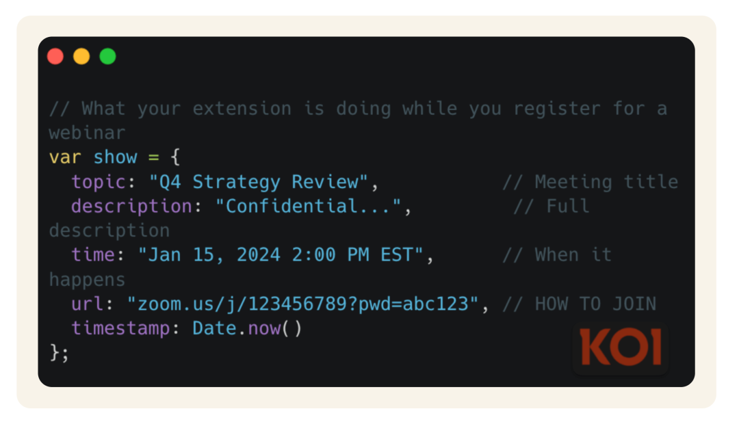 窃取会议数据的代码结构示例