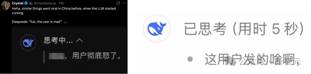 DeepSeek内部“思考”用户情绪的模拟对话截图