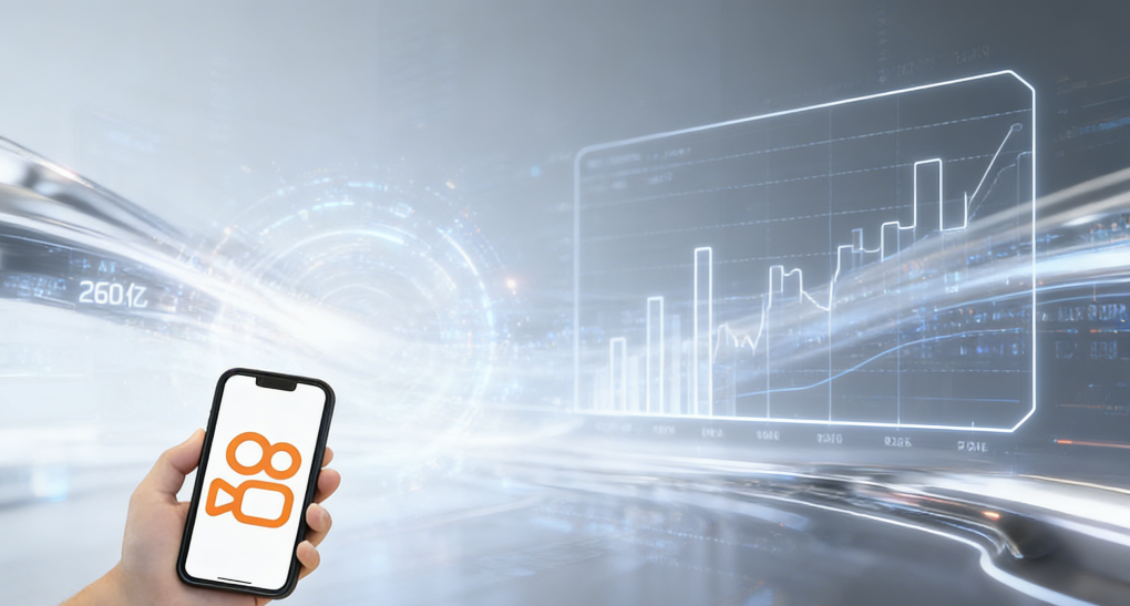 一只手握着显示“80”的手机，背景是数据流动的科技界面