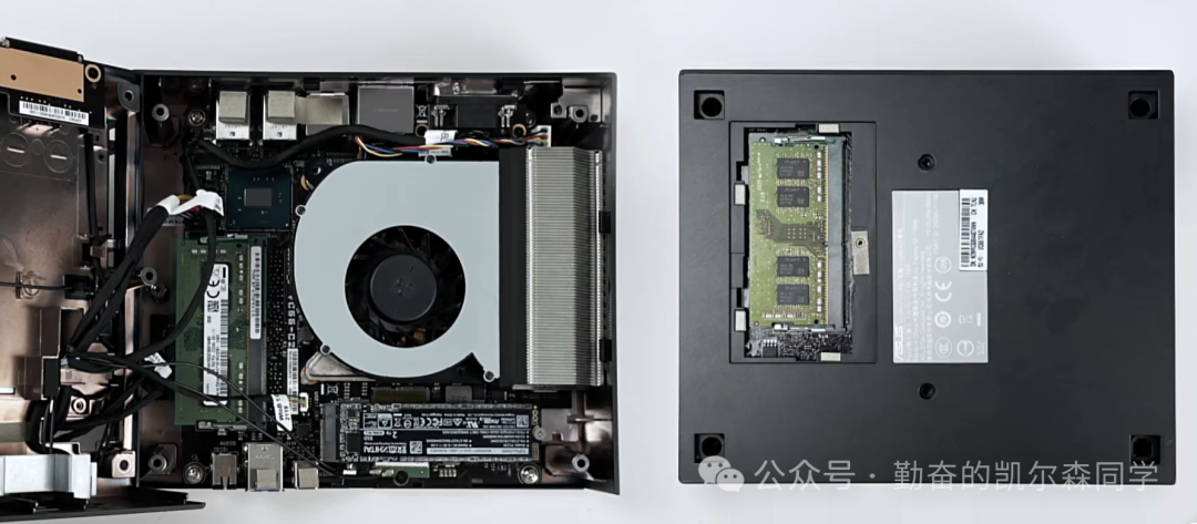 华硕 VC66-C2 内部结构图，展示主板、内存插槽及散热风扇