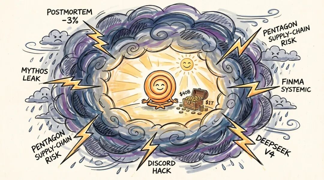 Anthropic 安全风暴中心 手绘插画 40B vs 1T