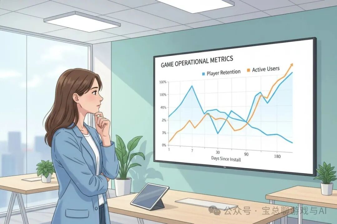 一位管理者正在查看游戏运营数据大屏