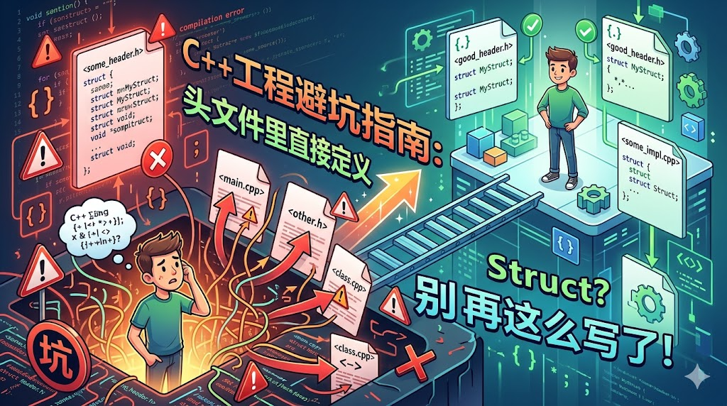 C++工程避坑指南：头文件里直接定义Struct的隐患与正确方案对比