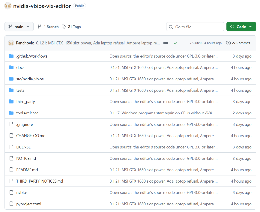 nvidia-vbios-vix-editor GitHub 开源仓库