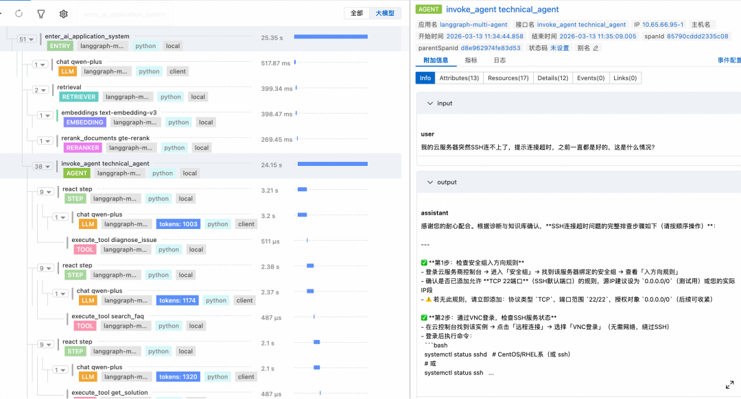 调用链追踪与调试界面展示