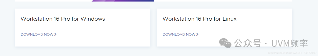 Workstation Pro下载页面，选择Windows或Linux版本