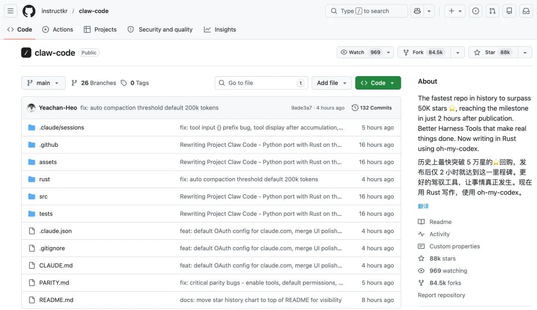 claw-code项目GitHub仓库主页截图