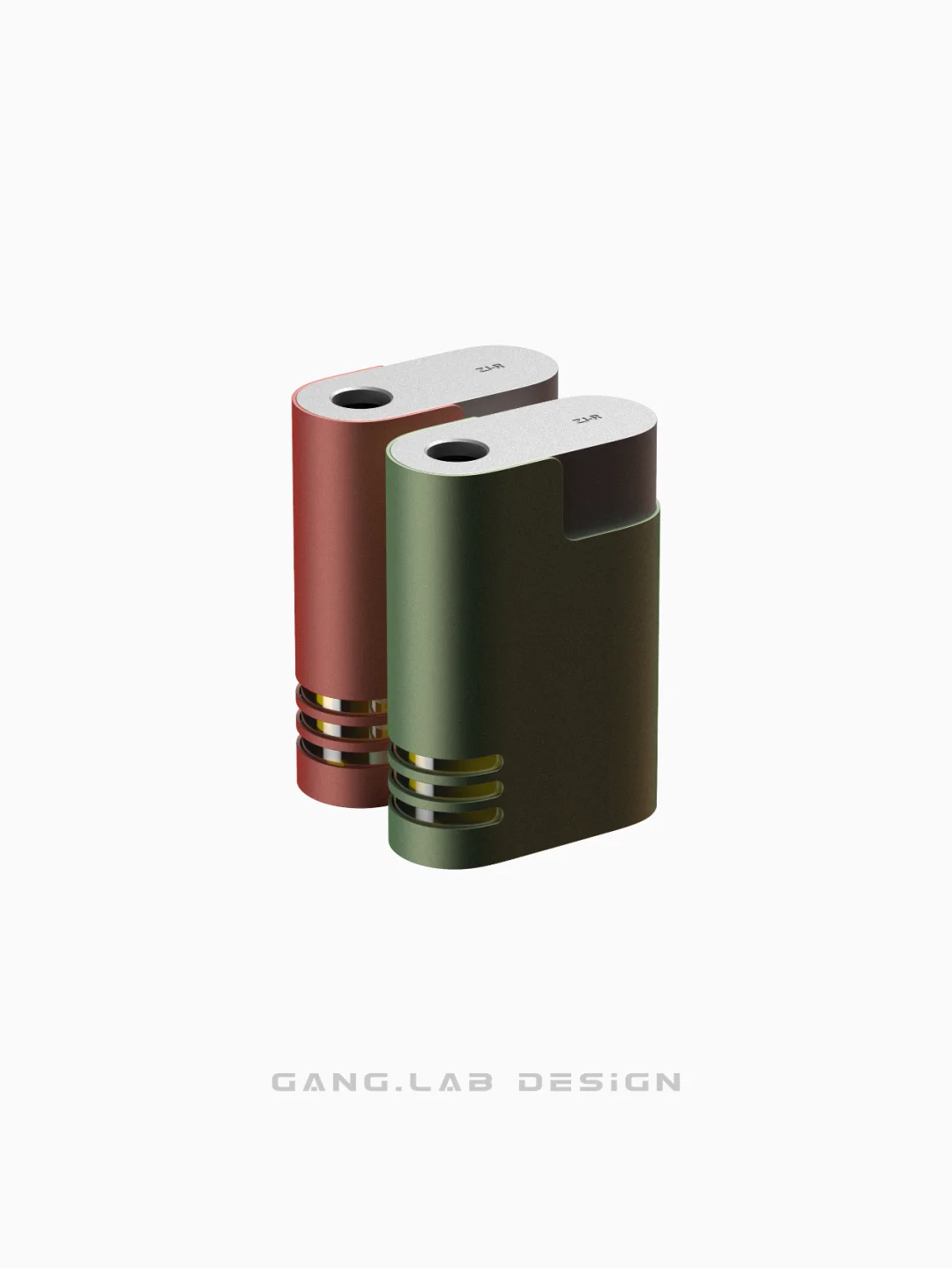红棕与军绿色圆柱形设备