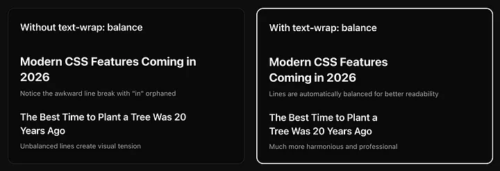 text-wrap: balance 属性对文本排版效果的优化对比