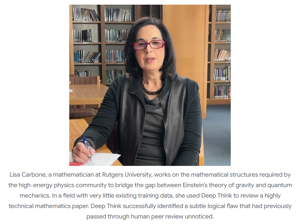 数学家Lisa Carbone使用Deep Think审阅论文的示意图片