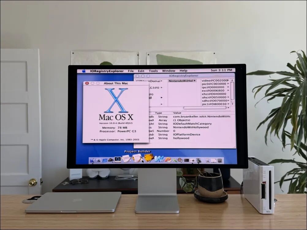 Mac OS X 10.0.4运行在任天堂Wii主机上的截图