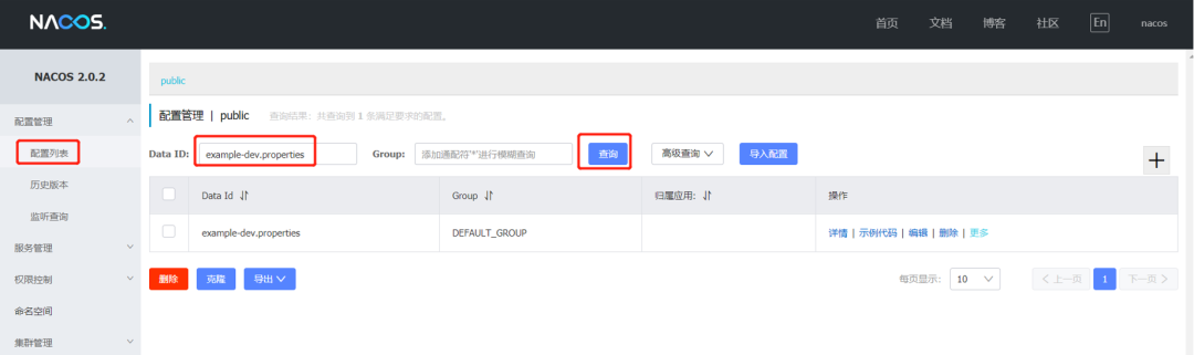 Nacos 配置列表显示新增配置
