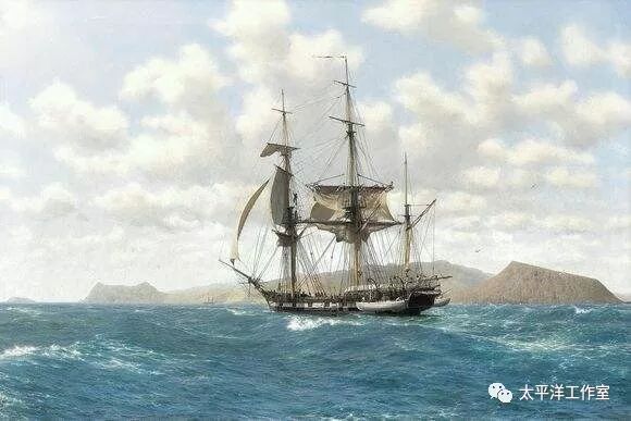 描绘帆船在海上航行的油画