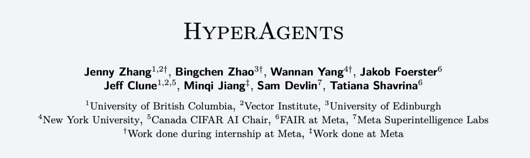 Hyperagents论文作者信息页