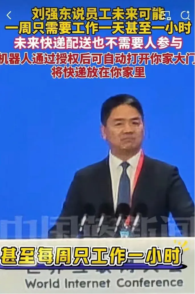 刘强东在世界互联网大会上演讲截图