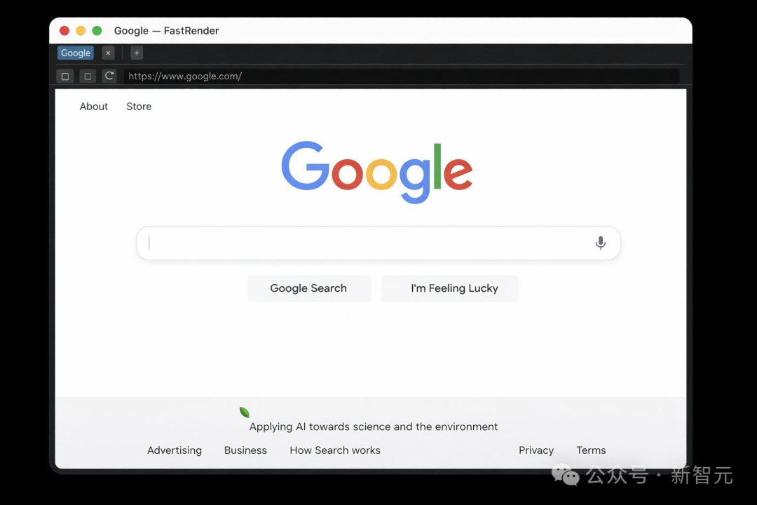 AI浏览器渲染Google主页效果