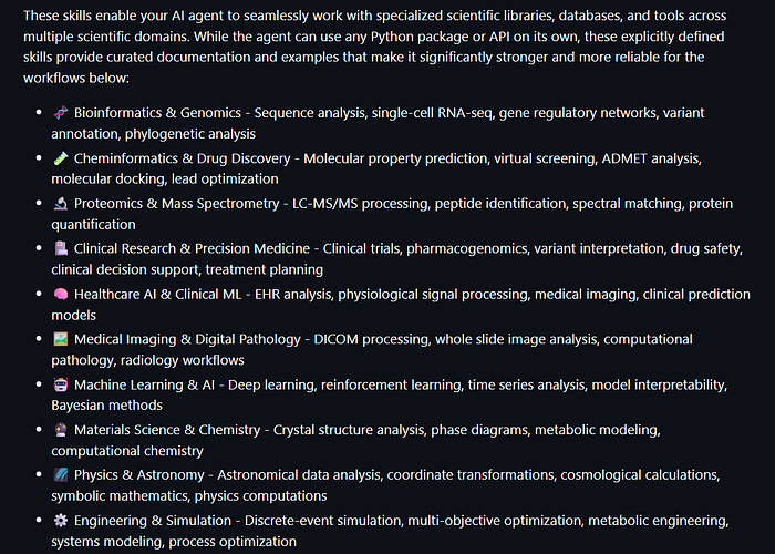 Claude Scientific Skills 领域技能列表