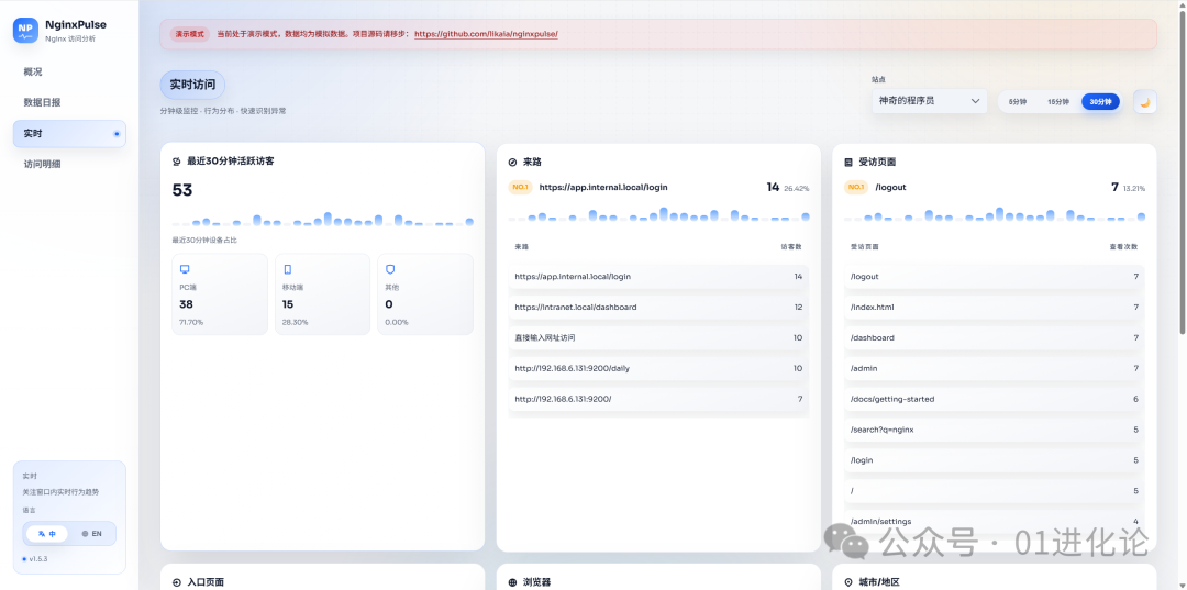 NginxPulse实时访问面板