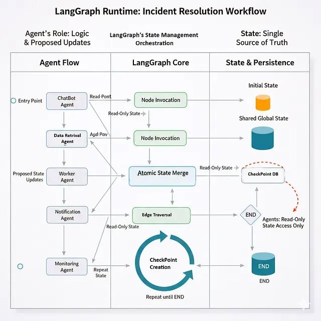 LangGraph多智能体工作流运行时流程图